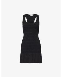 Peachy Den - Deba Shirred Cotton-Blend Mini Dress - Lyst