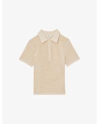 Reiss - Evi Open-Knit Cotton-Blend Polo Shirt - Lyst