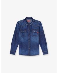DIESEL - D-Vega Brand-Embroidered Denim Overshirt - Lyst