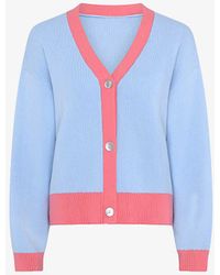 OMNES - Kayla Contrast-trim Cotton-knit Cardigan - Lyst
