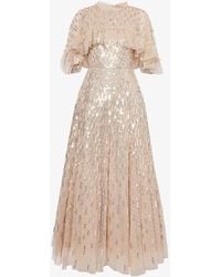 Needle & Thread - Sequin-embellished Frill-trim Recycled-polyester Maxi Dress - Lyst