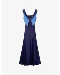 OMNES - Caroline Lace-Trim Satin Midi Dress - Lyst