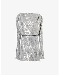 ROTATE BIRGER CHRISTENSEN - Boat-Neck Sequin-Embellished Woven Mini Dress - Lyst