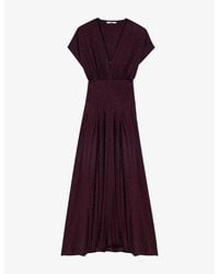 Maje - Jacquard V-Neck Woven Maxi Dress - Lyst