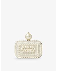 Jimmy Choo - Micro Cloud Pearl And Crystal-embellished Suede Clutch Bag - Lyst