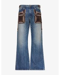 KHOKI - Quilted-Panel Denim Jeans - Lyst