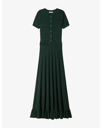 Sandro - Short-Sleeved Pointelle Knitted Midi Dress - Lyst