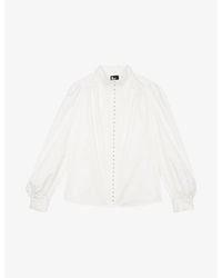 The Kooples - High-Neck Long-Sleeve Cotton Shirt - Lyst