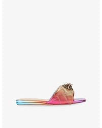 Kurt Geiger - Kensington Metallic Flat Leather Sandals - Lyst