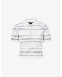 Rag & Bone - Karina Stripe Short-Sleeve Cotton-Blend Cardigan - Lyst