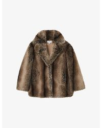 Reiss - Laila Lapel-Collar Faux-Fur Coat - Lyst