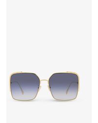 Fendi - Fe40038u O'lock Square-frame Metal Sunglasses - Lyst