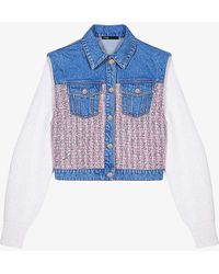 Maje - Batri Contrast-sleeve Tweed Cotton-blend Jacket - Lyst