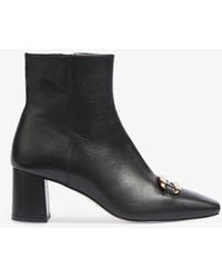 LK Bennett - Novella Bar-embellished Leather Heeled Ankle Boots - Lyst