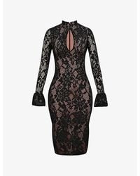 House Of Cb - Pierette Keyhole-Neck Stretch-Lace Midi Dress - Lyst