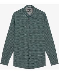 Ted Baker - Laceby Geometric-print Stretch-cotton Shirt - Lyst