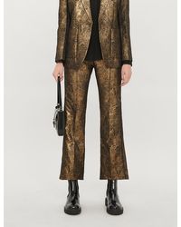Sandro Goldy Straight Woven Jacquard Trousers - Metallic