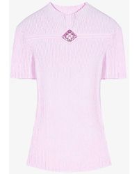 Maje - Clover-logo Short-sleeve Knitted Top - Lyst