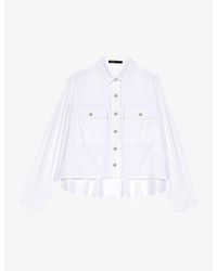 Maje - Patch-pocket Cropped Stretch-cotton Shirt - Lyst