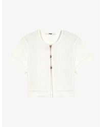 Maje - Short-Sleeved Ribbed Knitted Cardigan - Lyst