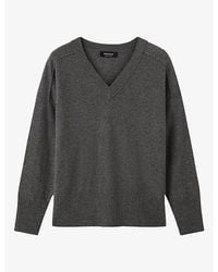 Whistles - V-Neck Seam-Detail Cashmere Jumper - Lyst