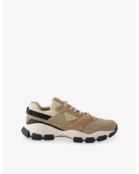 Prada - Panelled Mesh And Suede Trainers - Lyst