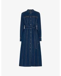 Whistles - Myra Tie-Waist Denim Midi Dress - Lyst