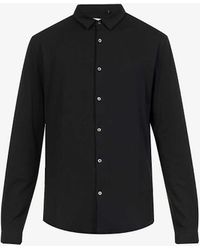 IKKS - Stripe-pattern Curved-hem Regular-fit Stretch-cotton Blend Shirt X - Lyst