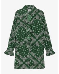 Zadig & Voltaire - Rhelyne Bandana-Print Long-Sleeve Silk Mini Dress - Lyst
