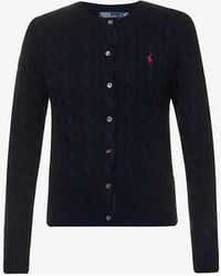 Polo Ralph Lauren - Cable-knit Brand-embroidered Cotton Cardigan X - Lyst