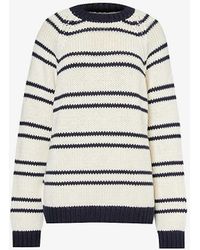 Miu Miu - Striped Oversized Cotton And Cashmere-blend Knitted Jumper - Lyst