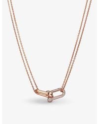 Tiffany & Co. - Tiffany Hardwear 18ct Rose-gold And 0.74ct Pavé Diamonds Double-link Pendant Necklace - Lyst