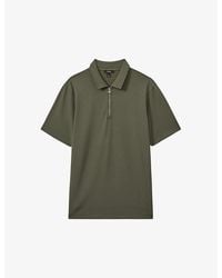 Reiss - Albany Half-Zip Short-Sleeve Stretch-Woven Polo - Lyst