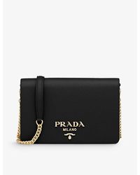 Prada - Brand-Plaque Mini Saffiano-Leather Cross-Body Bag - Lyst