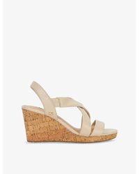 Dune - Kamies Cork Leather Wedge Sandals - Lyst