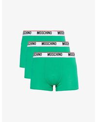 Moschino - Branded-waistband Mid-rise Pack Of Three Stretch-cotton Trunks - Lyst