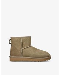 UGG - Classic Mini Ii Logo-Patch Suede And Shearling Ankle Boots - Lyst