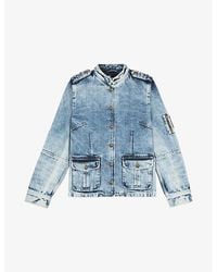 The Kooples - Patch-Pocket Button-Down Denim Jacket - Lyst