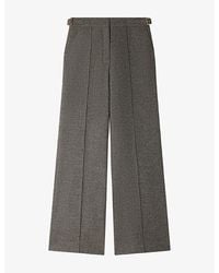 Sandro - Houndstooth-Pattern Straight-Leg High-Rise Wool-Blend Trousers - Lyst