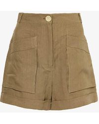 LeKasha - Patch-pocket High-rise Linen Shorts - Lyst