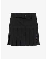 Jay3Lle - Brand-Embroidered Pleated Crepe Mini Skirt - Lyst