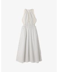 Sandro - Striped Contrast-Trim Cotton Maxi Dress - Lyst