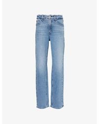 GOOD AMERICAN - Good Icon Rhinestone Straight-Leg High-Rise Stretch-Denim Jeans - Lyst