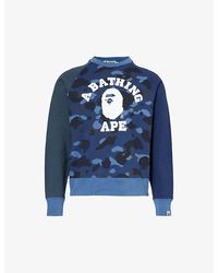 A Bathing Ape - Crewneck Brand-patch Cotton-jersey Sweatshirt - Lyst