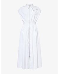 Alexander McQueen - Zip-through Sleeveless Cotton-poplin Shirt Dress - Lyst