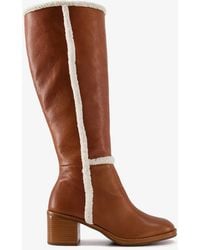Dune Tawn Faux Shearling-trimmed Leather Knee-high Boots - Brown