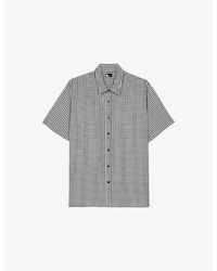 The Kooples - Grid-Print Relaxed-Fit Short-Sleeve Woven Shirt - Lyst