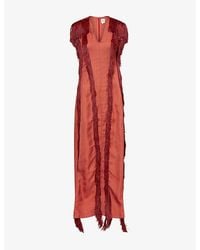 Rebirth - Sleeveless Fringed Woven Maxi Dress - Lyst