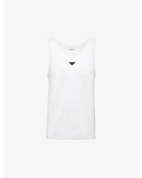 Prada - Brand-plaque Regular-fit Cotton Top - Lyst