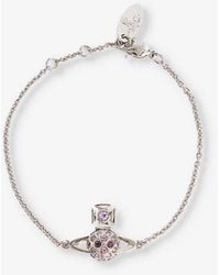 Vivienne Westwood - Willa Bas Relief Silver-tone Brass And Crystal-embellished Bracelet - Lyst